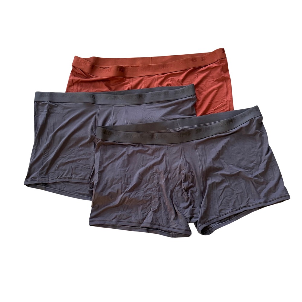 NWOT‎ SKIMS Mens Boxer Briefs Bundle 3 Pack Charcoal Grey Clay Red Sz 4X Modal